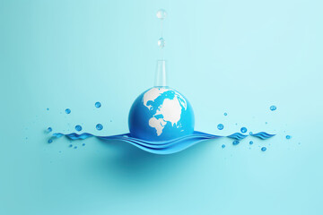 Wall Mural - World Water Day Concept with Planet Earth, Saving Water and Environmental Protection, Save Water Save Life.