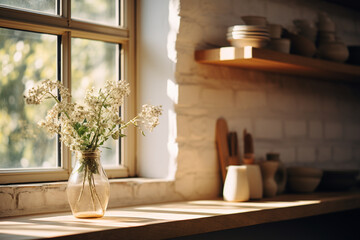 The kitchen in rustic docroation style with morning light