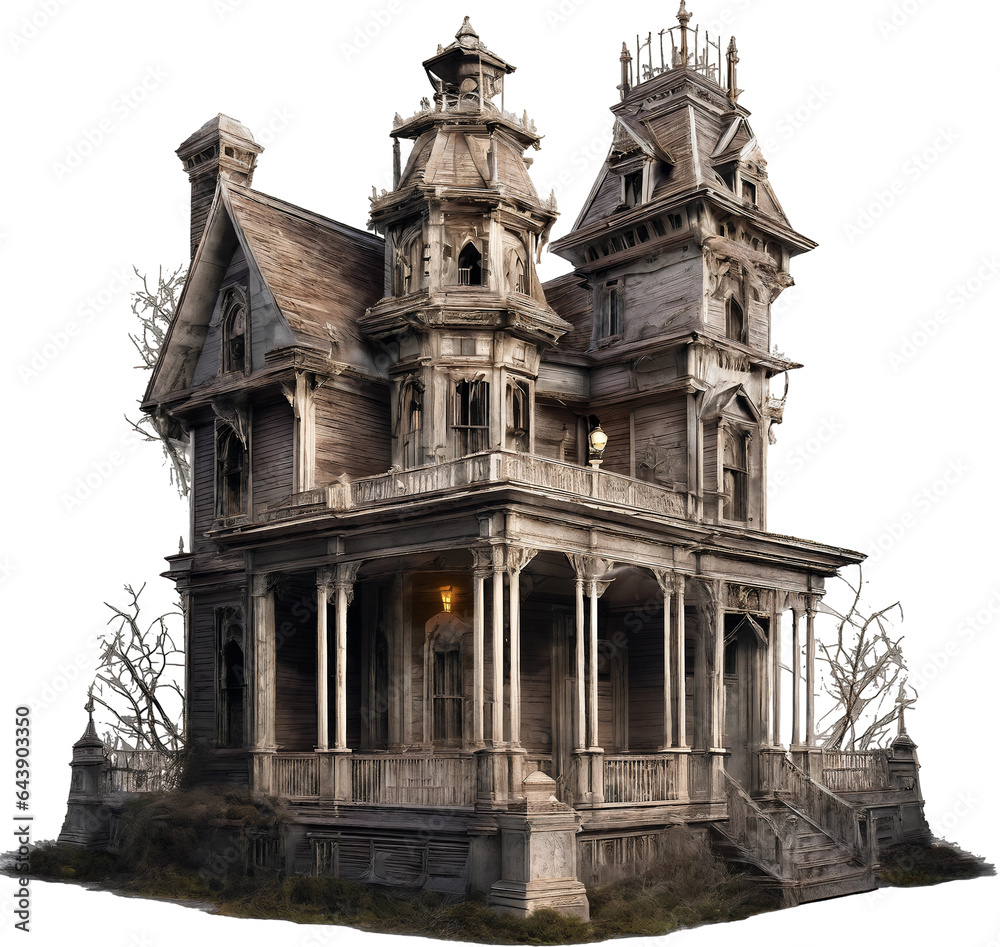 Halloween haunted house Spooky Night, Isolated on transparent ...