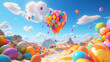 colorful balloons 3d rendering