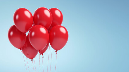 Wall Mural - red helium balloons. birthday balloon flying for party