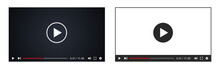 動画再生ボタン付きのビデオプレーヤーの複数セットベクターイラスト素材