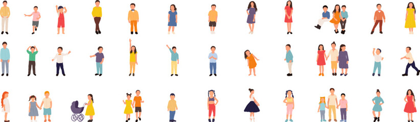 Wall Mural - set of kids in flat style on white background vector