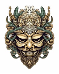 Wall Mural - Scary monster mask design isolated on plain background