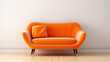 cute orange velvet loveseat sofa or snuggle chair in empty room interior design
