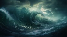 A Metaphorical Stormy Sea, Waves Crashing And Swirling, Symbolizing The Emotional Turbulence Within