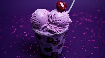 Canvas Print - purple ice cream in a cup.