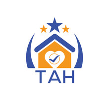 TAH House Logo Letter Logo And Star Icon. Blue Vector Image On White Background. KJG House Monogram Home Logo Picture Design And Best Business Icon. 
