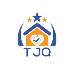 TJQ House logo Letter logo and star icon. Blue vector image on white background. KJG house Monogram home logo picture design and best business icon. 
