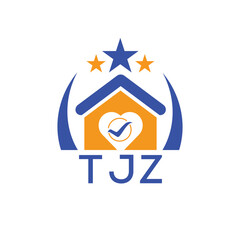 TJZ House logo Letter logo and star icon. Blue vector image on white background. KJG house Monogram home logo picture design and best business icon. 
