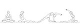 Fototapeta Dinusie - Continuous one line drawing group of women doing yoga exercise minimalist design