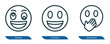© Farahim - set of 3 linear icons from emoji concept. outline icons such as weird emoji, excited emoji, hand over mouth vector