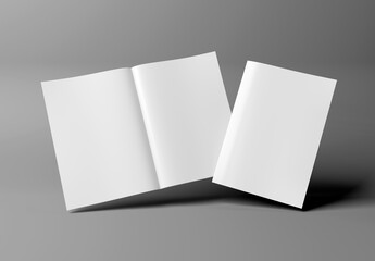 Wall Mural - white blank a4 magazine mockup isolated on grey 3d rendering