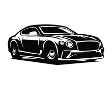 Bentley Mulsanne Car. Front View With Style, Legend Car Vector Design. Isolated White Background View From Side. Best For Logos, Badges, Emblems