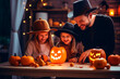 © the_lightwriter - family preparing for halloween in the kitchen