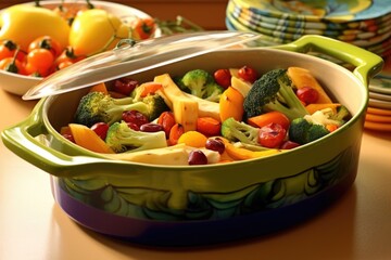 Wall Mural - casserole dish filled with colorful veggies