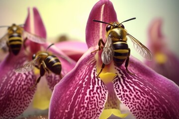 Poster - abstract macro of bee orchids intricate pattern