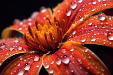 Poster - macro shot of water droplets on desert flower petals