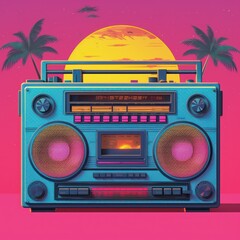 Colorful retro boombox