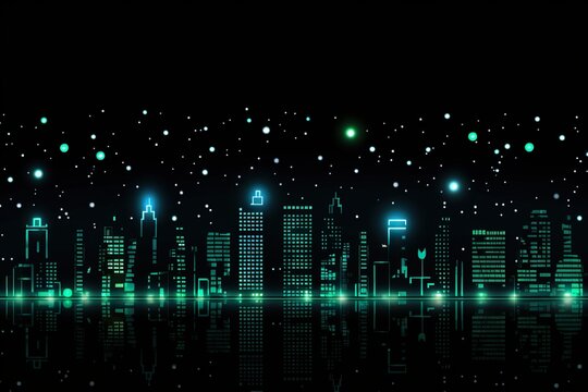 Background technology Gravitational field model, glowing lines green neon lines futuristic style.