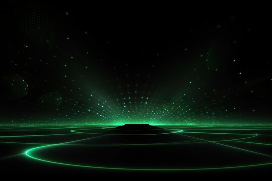 Background technology Gravitational field model, glowing lines green neon lines futuristic style.