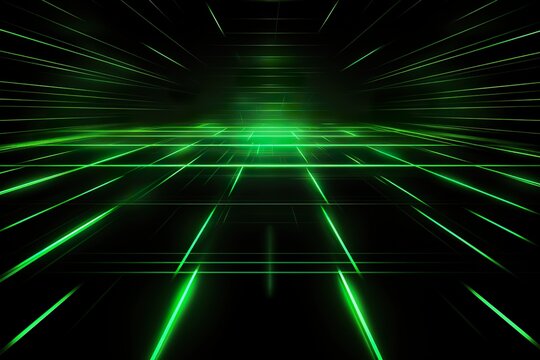 Background technology Gravitational field model, glowing lines green neon lines futuristic style.