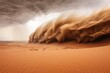 intense sandstorm over a cracked desert ground