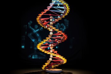 Wall Mural - an illuminated dna helix model in a dark room