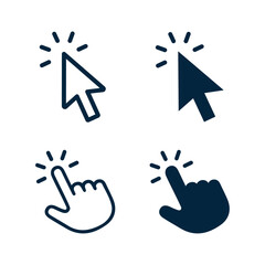 Poster - cursor flat and line icon. finger cursor flat and line icon vector.