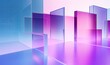 3d render, abstract geometric background, translucent glass with violet pink blue gradient, simple square shapes, Generative AI