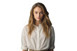 © Omid - isolated png portrait of blonde young woman with blue eyes and white shirt