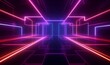 3d render, abstract geometric neon background, laser lines glowing in the dark, futuristic wallpaper, Generative AI