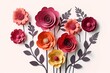 Pink and red paper craft flower bouquet. 3d illustration, Generative AI