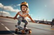 A joyful kid skateboarding, highlighting the importance of sports and physical activity in youth. 'generative AI' 