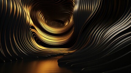Wall Mural - Black wallpeer inside the gold layers filtering to black color Generative Generative AI