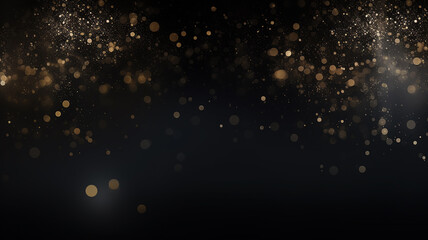 Wall Mural - black festive background and barely noticeable golden bokeh sparks of gold in the blur