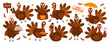 © Mykola Syvak - Funny turkey bird cartoon character set happy thanksgiving autumn holiday vector Illustration