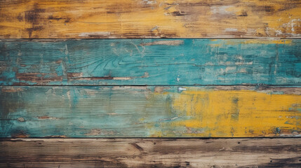 old blue and yellow painted wood background texture 