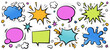 Pop art communication speech bubble cloud message chat balloon in comic book style isolated set