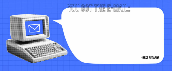 Poster - Retro computer banner for email newsletter. You've been sent an e-mail. 