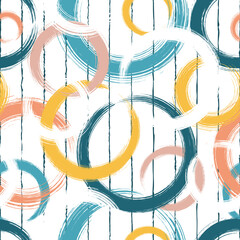 Poster - Abstract geometric seamless pattern. Repeating geometry line background for design prints. Repeated brush strokes shapes. Watercolor texture. Repeat whimsical Intersection lines. Vector illustration