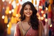 © AJay - Portrait of a cute smiling Indian ethnic girl in the background of Diwali festival lights