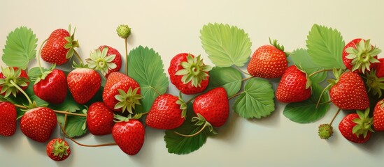 Poster - Fresh strawberries on isolated pastel background Copy space