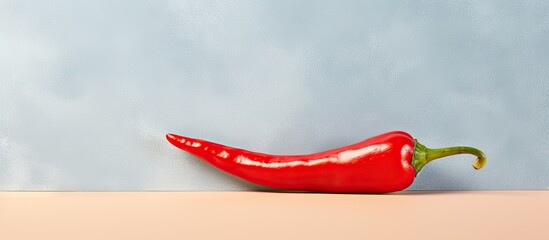 Wall Mural - Isolated red chili pepper on a isolated pastel background Copy space