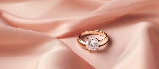 Golden and contemporary diamond rings on isolated pastel background Copy space