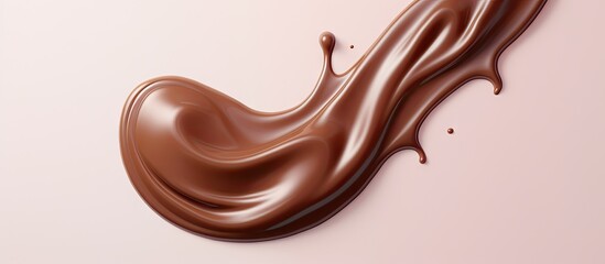 Poster - Chocolate syrup droplet positioned against isolated pastel background Copy space