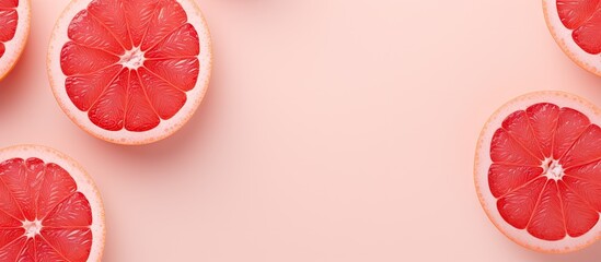 Poster - Close up of a sliced grapefruit on a isolated pastel background Copy space