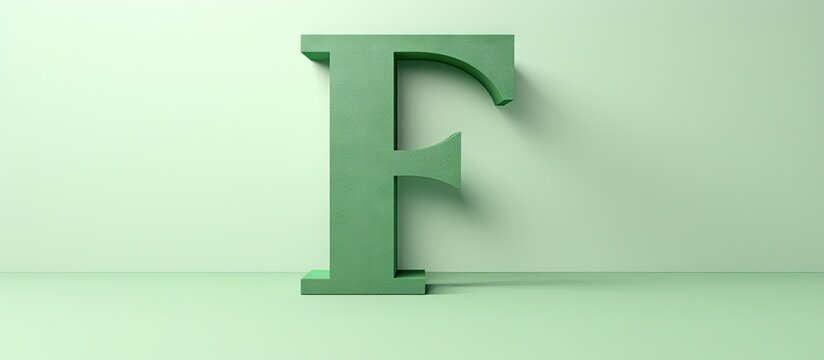 Green 3D digital letter F isolated on a isolated pastel background Copy space