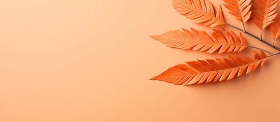 Sticker - Detailed orange plant leaf illustrated isolated pastel background Copy space