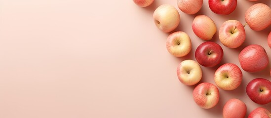 Poster - Apple slices on a isolated pastel background Copy space